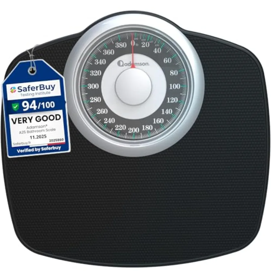 A25T Scales for Body Weight - Up to 400 LB - 5.3" Dial on 12.4" x 10.2" Platform - Anti-Skid Rubber Surface - High Precision Ba
A25T Scales for Body Weight - Up to 400 LB - 5.3" Dial on 12.4" x 10.2" Platform - Anti-Skid Rubber Surface - High Precision Ba