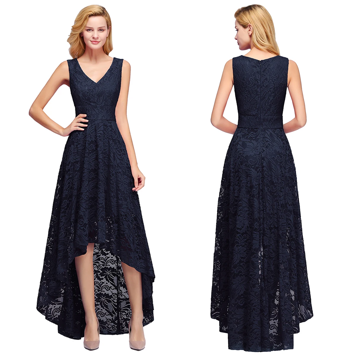 Illusion Floral Lace High Low Evening Dresses V Neck Sleeveless Long Dresses Christmas Party Formal Prom Gowns Vestido De Festa
Illusion Floral Lace High Low Evening Dresses V Neck Sleeveless Long Dresses Christmas Party Formal Prom Gowns Vestido De Festa