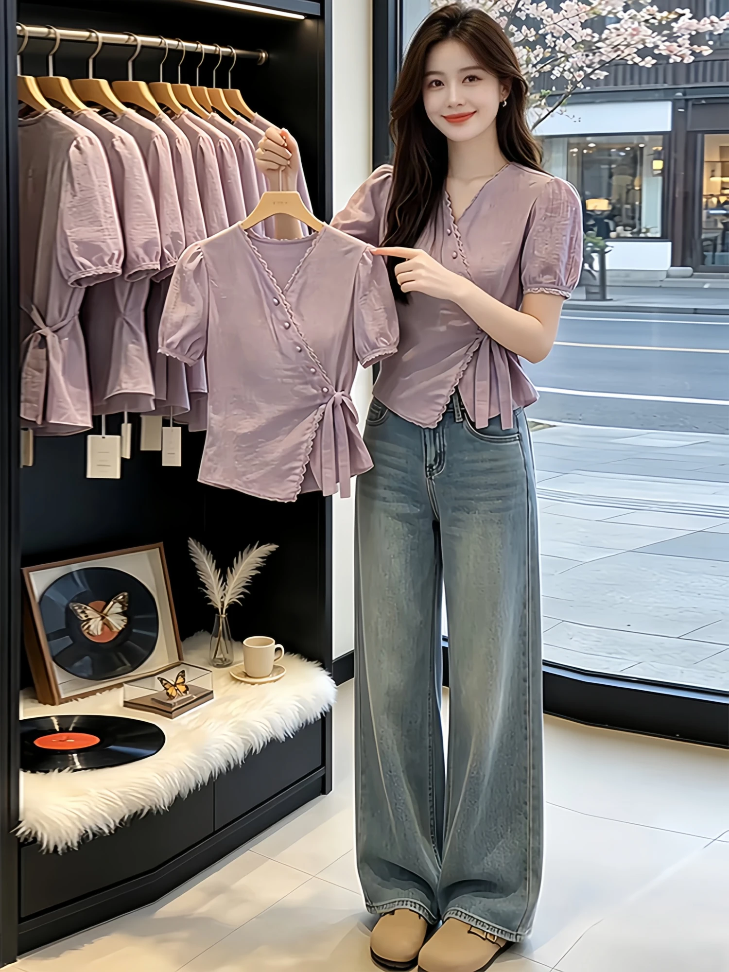 Casual Style Short Sleeve Shirt Women's V-neck Tie Waist Office Wear Summer New Lace Trim Top Breathable Skin-friendly
Casual Style Short Sleeve Shirt Women's V-neck Tie Waist Office Wear Summer New Lace Trim Top Breathable Skin-friendly