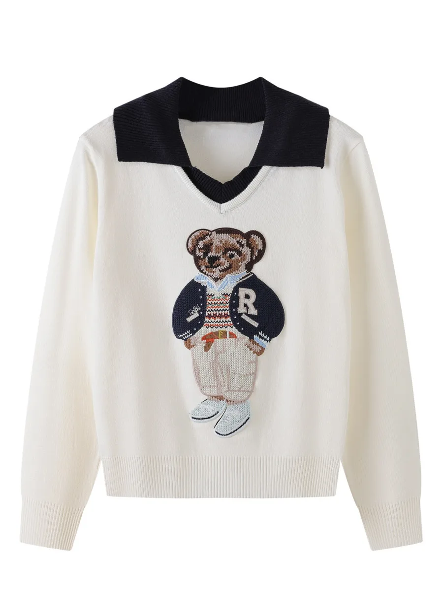 New Autumn Bear Embroidered Knitted Sweater For Women Korean Fashion Long Sleeve Jumpers Loose Casual Pullover Knitwear
New Autumn Bear Embroidered Knitted Sweater For Women Korean Fashion Long Sleeve Jumpers Loose Casual Pullover Knitwear
