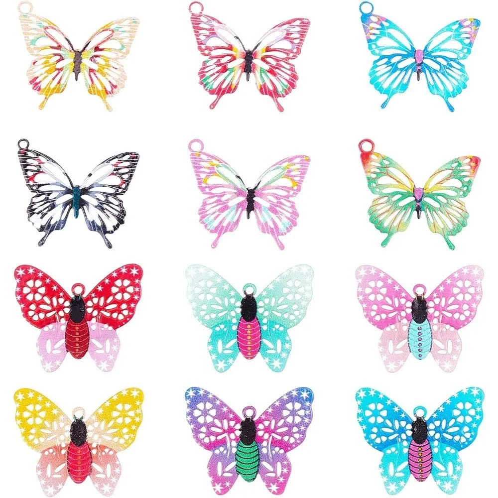 48Pcs 12Colors Brass Pendants Etched Metal Embellishments Printed Butterfly Charms for Jewelry Making Necklace DIY
48Pcs 12Colors Brass Pendants Etched Metal Embellishments Printed Butterfly Charms for Jewelry Making Necklace DIY