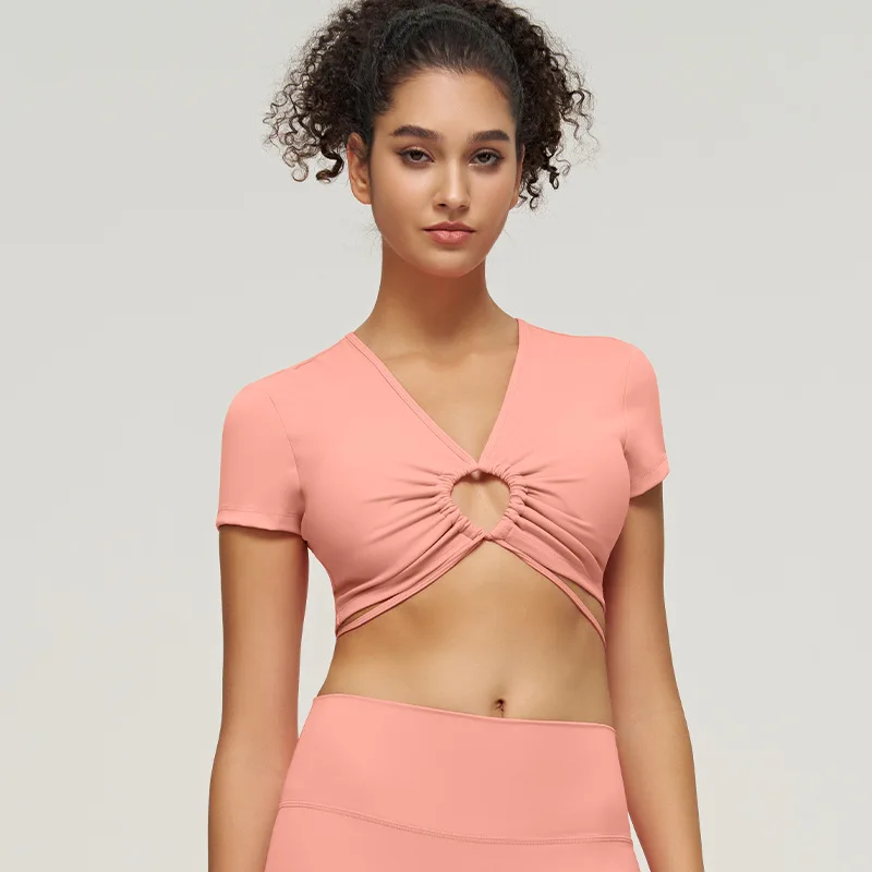 Front Cut-Out Ruched Yoga Top Sexy Breathable Quick-Dry Short Sleeve Dance Running Gym Shirt for Women Sports Bra
Front Cut-Out Ruched Yoga Top Sexy Breathable Quick-Dry Short Sleeve Dance Running Gym Shirt for Women Sports Bra