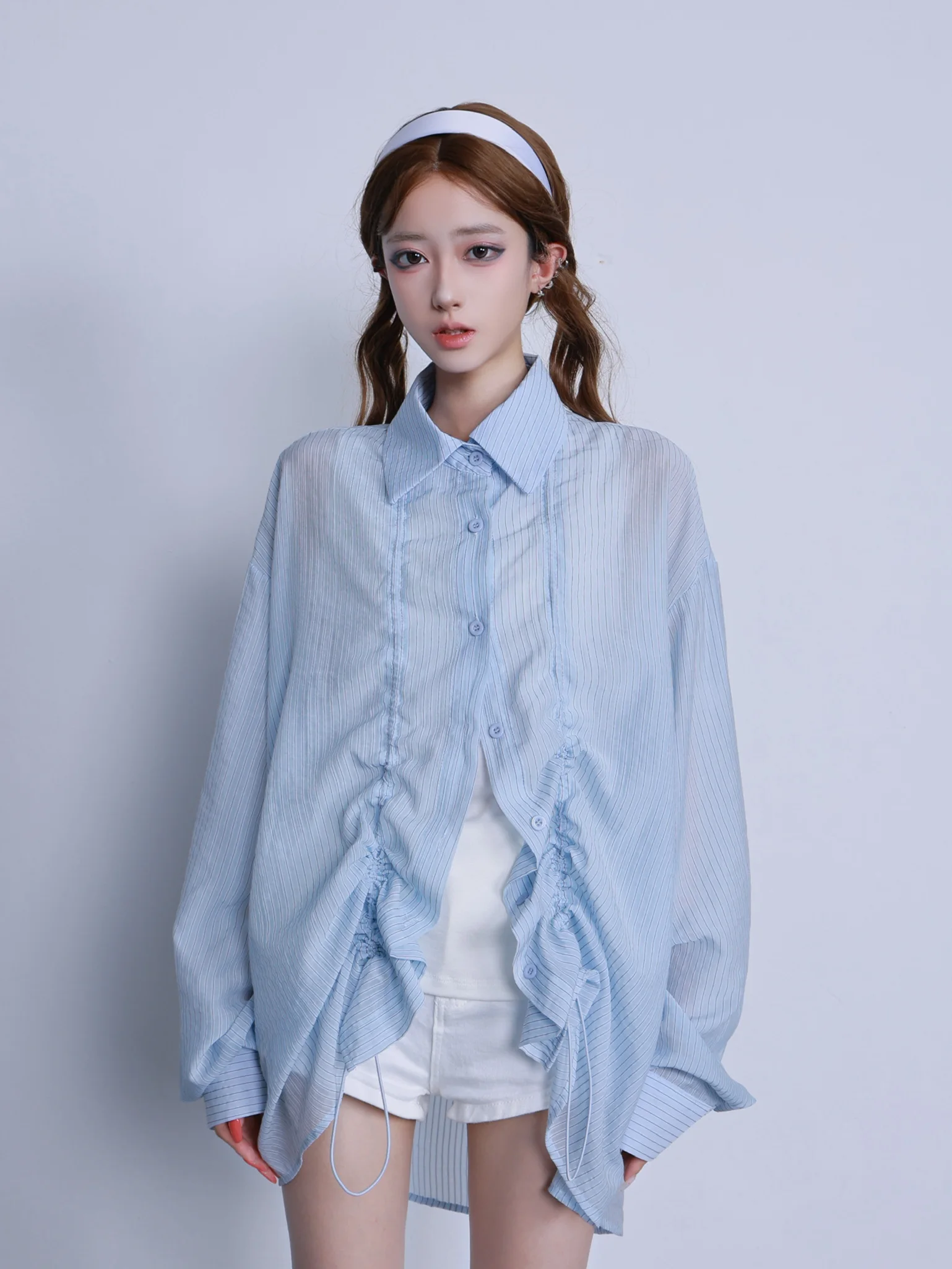 2026 New Women's Casual Long Sleeve Shirt Drawstring Pleated Loose Sunscreen Outerwear Stripe Pattern Summer Fashion Top
2026 New Women's Casual Long Sleeve Shirt Drawstring Pleated Loose Sunscreen Outerwear Stripe Pattern Summer Fashion Top