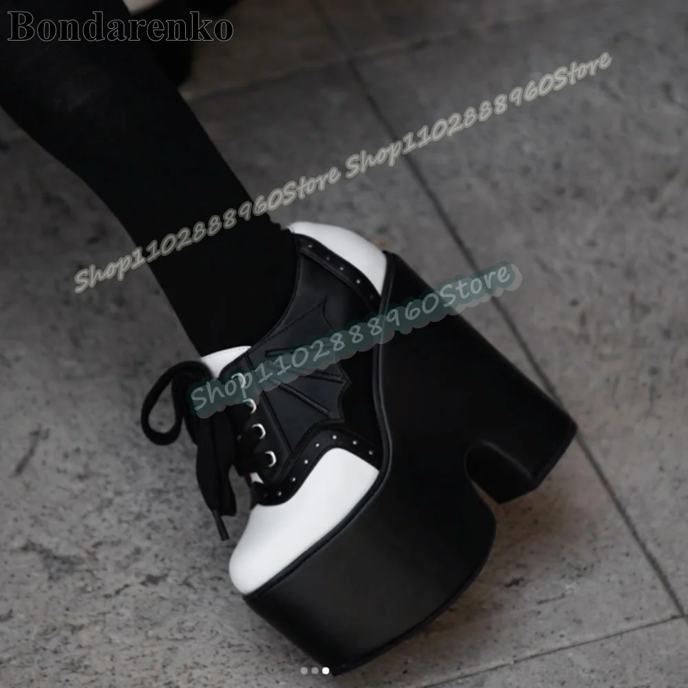 Black And White Splicing Platform Pumps Thick Soled Thick Heel Women Shoes Cross Tied Round Toe Casual Trendy Zapatos Para Mujer
Black And White Splicing Platform Pumps Thick Soled Thick Heel Women Shoes Cross Tied Round Toe Casual Trendy Zapatos Para Mujer