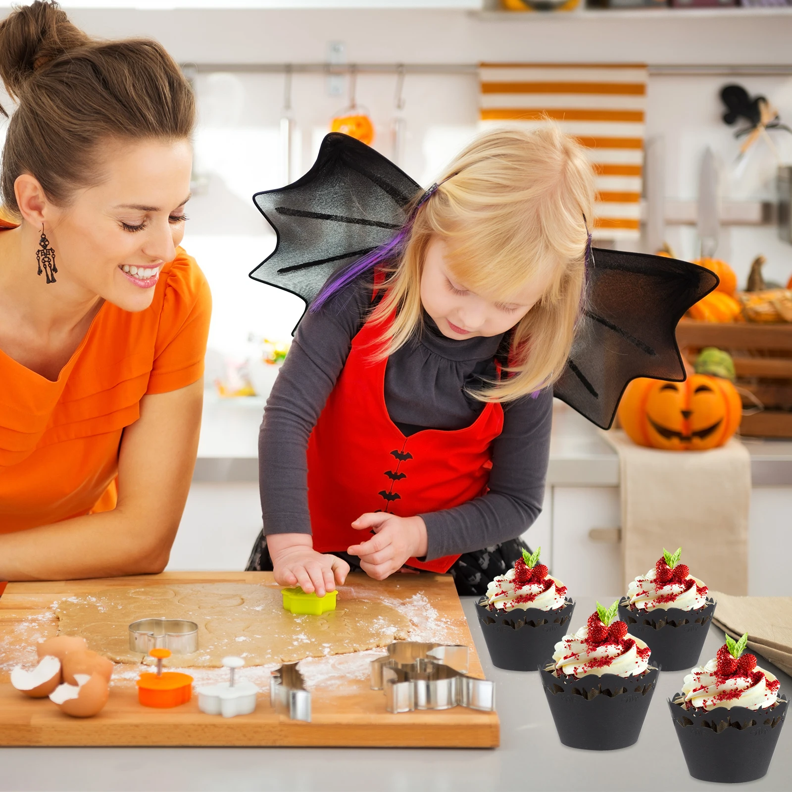 50 Pcs Bat Pumpkin Cupcake Edge Cupcakes Liners Party Wrapper Wrapping Paper Mini Halloween Toppers Wrappers Fringe
50 Pcs Bat Pumpkin Cupcake Edge Cupcakes Liners Party Wrapper Wrapping Paper Mini Halloween Toppers Wrappers Fringe