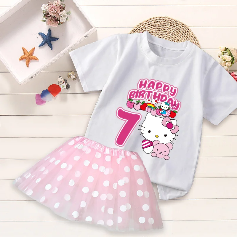 Комплект из футболки и юбки для дня рождения Hello Kitty с мультяшным аниме-принтом, номера 1-9, летняя одежда с милым принтом, короткие рукава, подарок
Комплект из футболки и юбки для дня рождения Hello Kitty с мультяшным аниме-принтом, номера 1-9, летняя одежда с милым принтом, короткие рукава, подарок