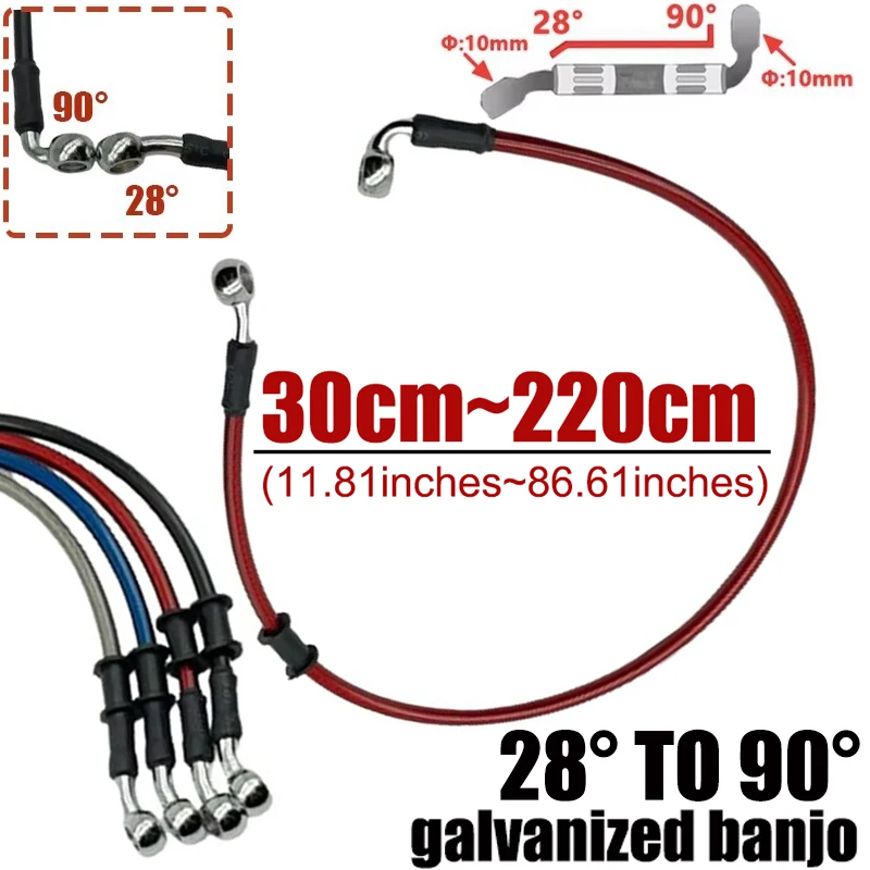 30cm-220cm 28°-90° Motorcycle Hydraulic Brake Hose Line Cable 10mm Banjo For Suzuki Kawasaki Yamaha Honda Pipe Braided Hose Red
30cm-220cm 28°-90° Motorcycle Hydraulic Brake Hose Line Cable 10mm Banjo For Suzuki Kawasaki Yamaha Honda Pipe Braided Hose Red