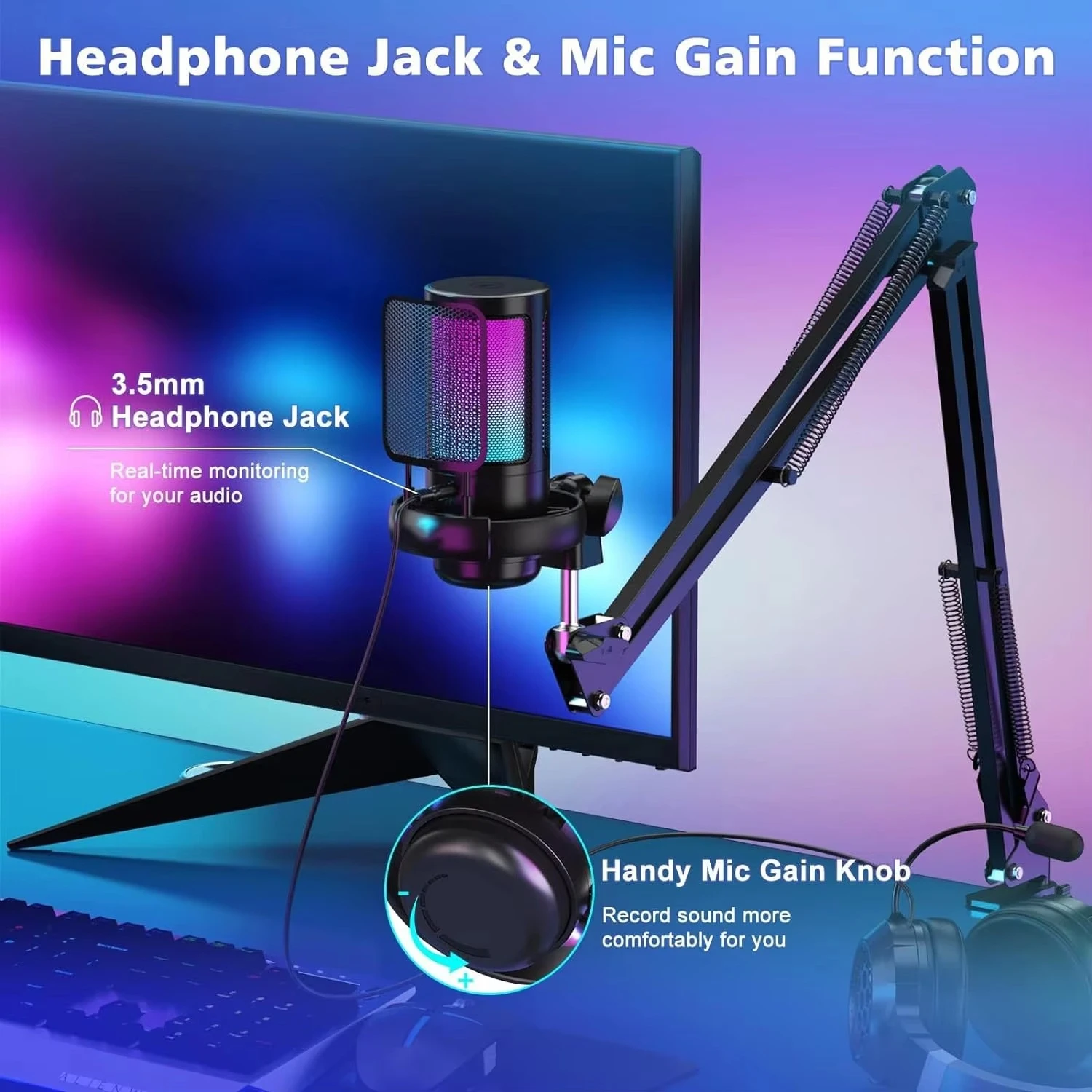 New heart-shaped RGB USB gaming microphone with desktop arm bracket kit
New heart-shaped RGB USB gaming microphone with desktop arm bracket kit