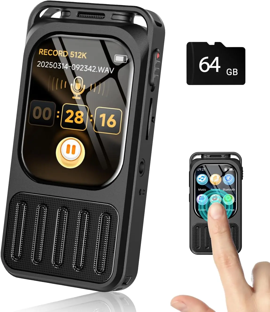 Цифровой диктофон на 64 ГБ с сенсорным экраном, Bluetooth и двумя HD-микрофонами для лекций, совещаний, интервью
Цифровой диктофон на 64 ГБ с сенсорным экраном, Bluetooth и двумя HD-микрофонами для лекций, совещаний, интервью