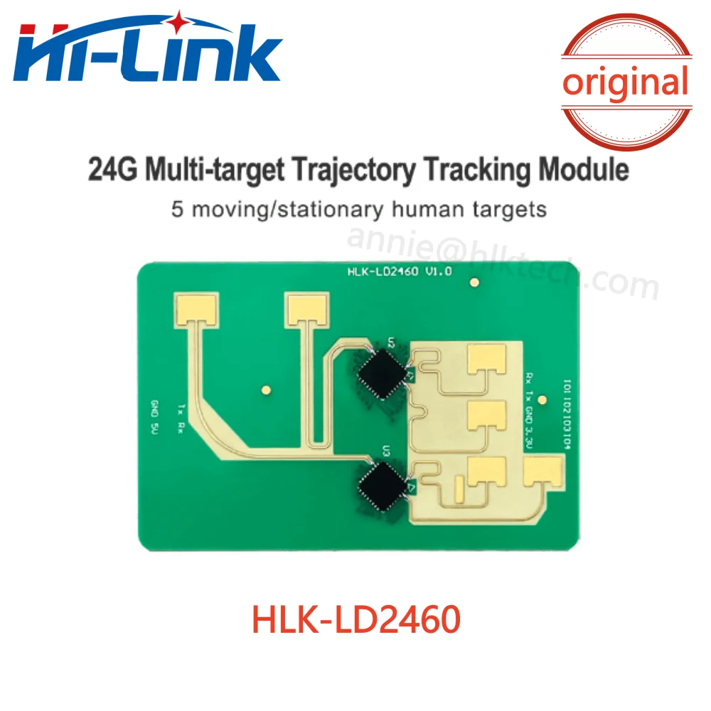 Hilink New HLK-LD2460 2T4R 24G Millimeter Wave High-precision Multiple Targets Human Perception Trajectory Tracking Radar Module
Hilink New HLK-LD2460 2T4R 24G Millimeter Wave High-precision Multiple Targets Human Perception Trajectory Tracking Radar Module