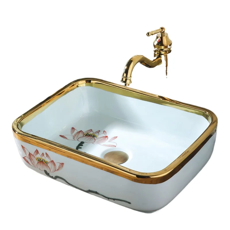 New Chinese light luxury stage creative hand washing single basin bathroom washbasin household hand-painted lotus art
New Chinese light luxury stage creative hand washing single basin bathroom washbasin household hand-painted lotus art