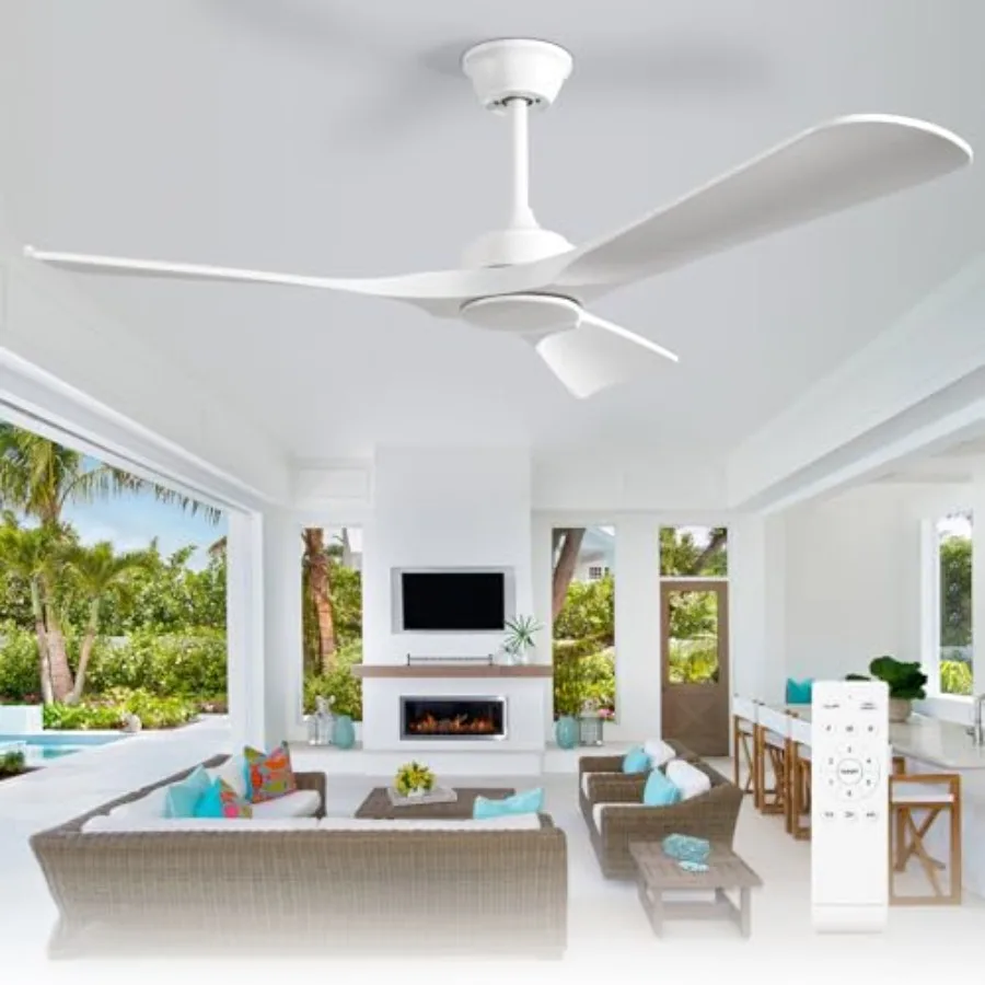 Outdoor ceiling fan for patios: 52-inch 3-blade white fan without light, ultra-quiet DC motor, reversible, 6-speed remote contr
Outdoor ceiling fan for patios: 52-inch 3-blade white fan without light, ultra-quiet DC motor, reversible, 6-speed remote contr