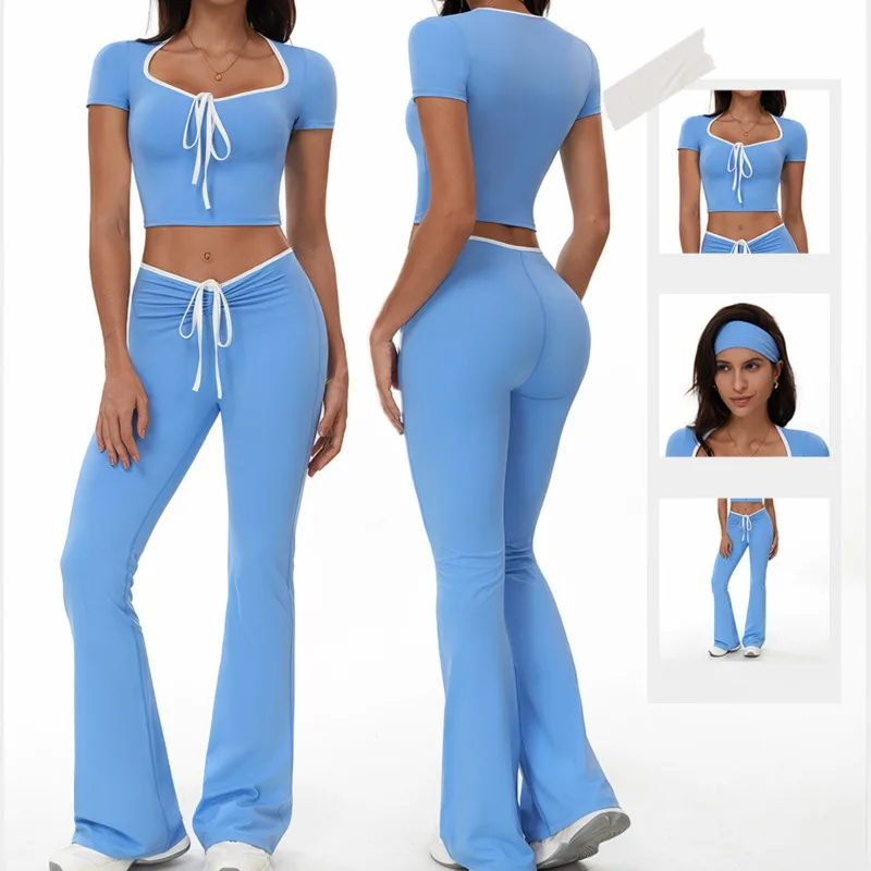 New Yoga Set 3 PCS Women Tracksuit Running Sportswear Gym Clothing Fitness Shorts Sleeve T-shirt Sports Bell bottom pants suit
New Yoga Set 3 PCS Women Tracksuit Running Sportswear Gym Clothing Fitness Shorts Sleeve T-shirt Sports Bell bottom pants suit