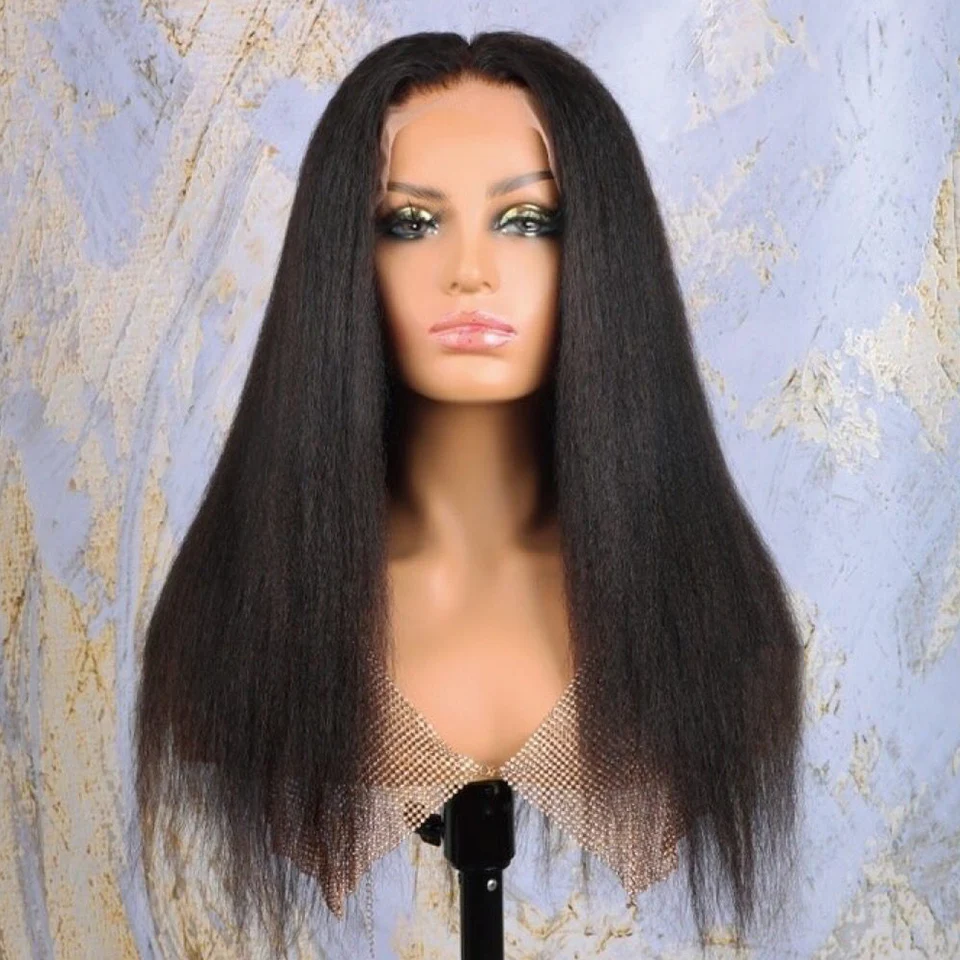Middle Part Preplucked Glueless 180Density 26 inch Yaki Kinky Straight Natural Black Lace Front Wig For Women BabyHair Daily
Middle Part Preplucked Glueless 180Density 26 inch Yaki Kinky Straight Natural Black Lace Front Wig For Women BabyHair Daily