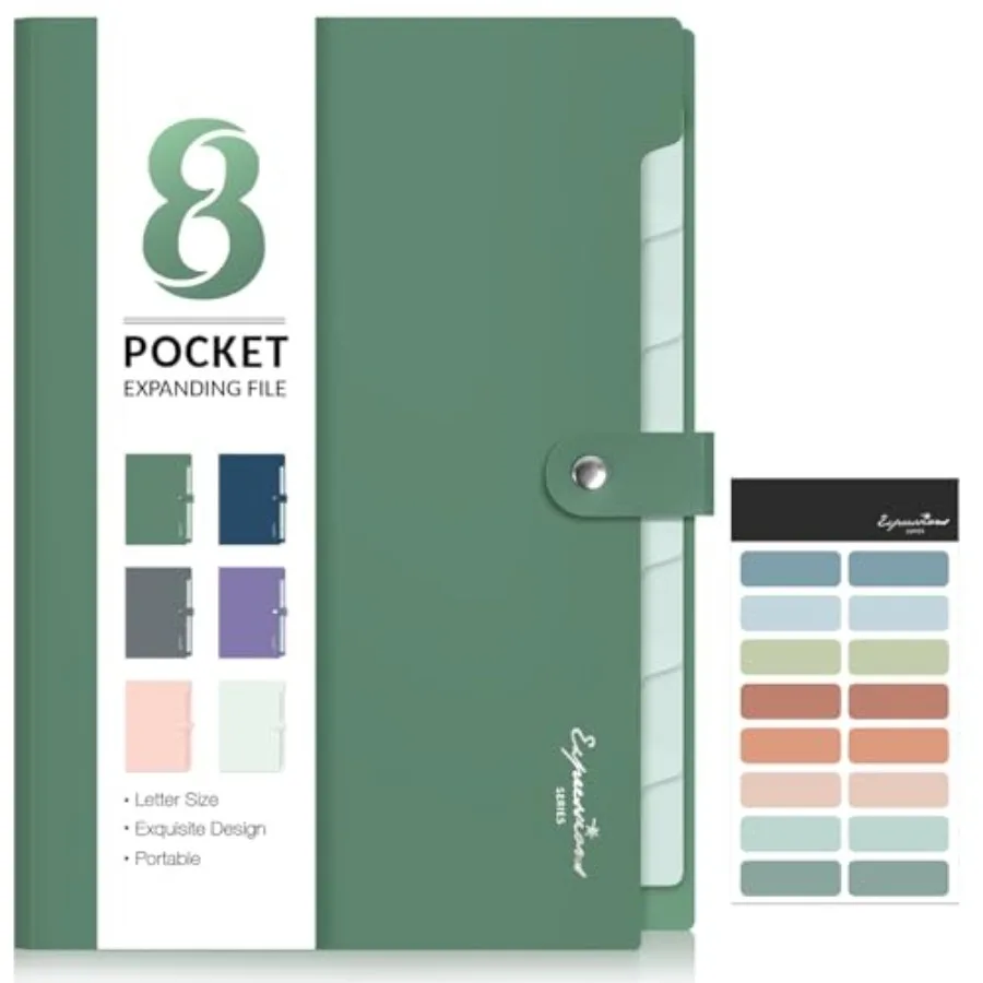 Elegant Accordion File Organizer, 8 Pocket Expanding File Folders with Labels, Portable Folder for Documents, Cute Paper Organi
Elegant Accordion File Organizer, 8 Pocket Expanding File Folders with Labels, Portable Folder for Documents, Cute Paper Organi