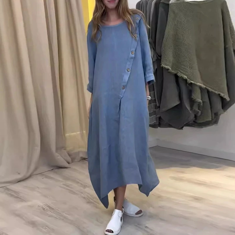 Новое ретро однотонное хлопково-льняное длинное платье Женское модное платье с круглым вырезом и карманами на пуговицах Весеннее повседневное свободное платье макси с длинными рукавами
Новое ретро однотонное хлопково-льняное длинное платье Женское модное платье с круглым вырезом и карманами на пуговицах Весеннее повседневное свободное платье макси с длинными рукавами