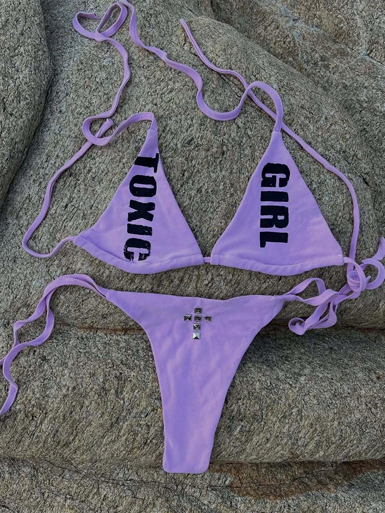 American women's sexy cross hot stamping diamond letter print beach swimsuit bikini set two-piece set
American women's sexy cross hot stamping diamond letter print beach swimsuit bikini set two-piece set