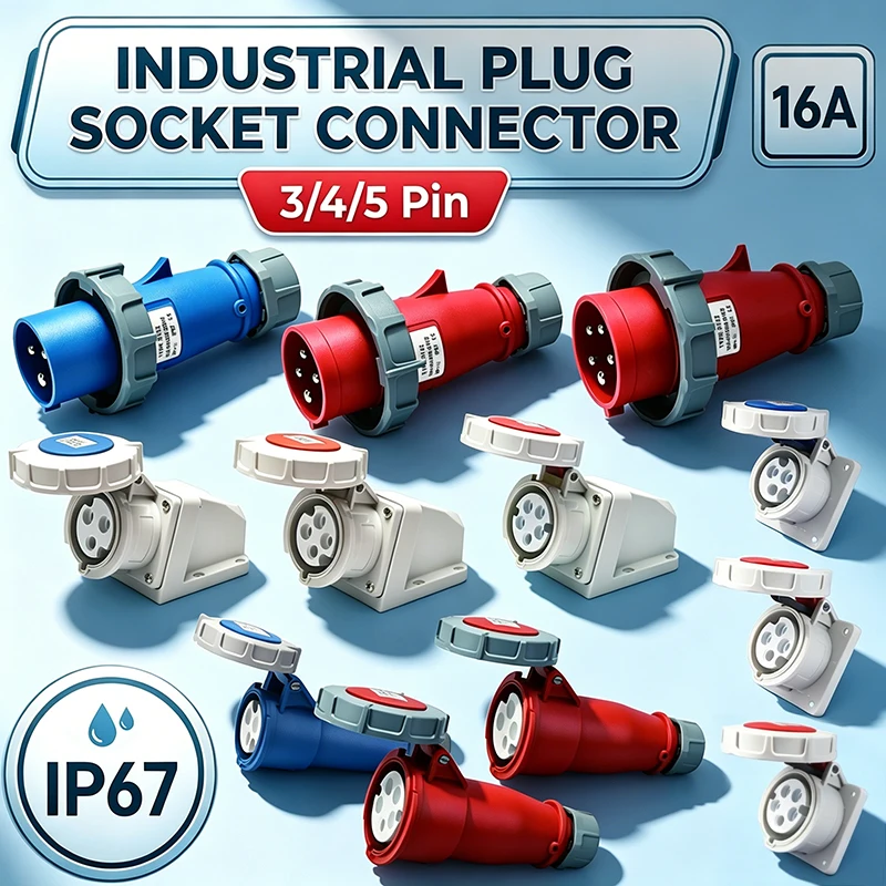 IP67 Waterproof Industrial Plug and Socket 16A 3P 4P 5P 220V 380V 415V Electrical Connector Wall Surface Mount Male Female Set
IP67 Waterproof Industrial Plug and Socket 16A 3P 4P 5P 220V 380V 415V Electrical Connector Wall Surface Mount Male Female Set