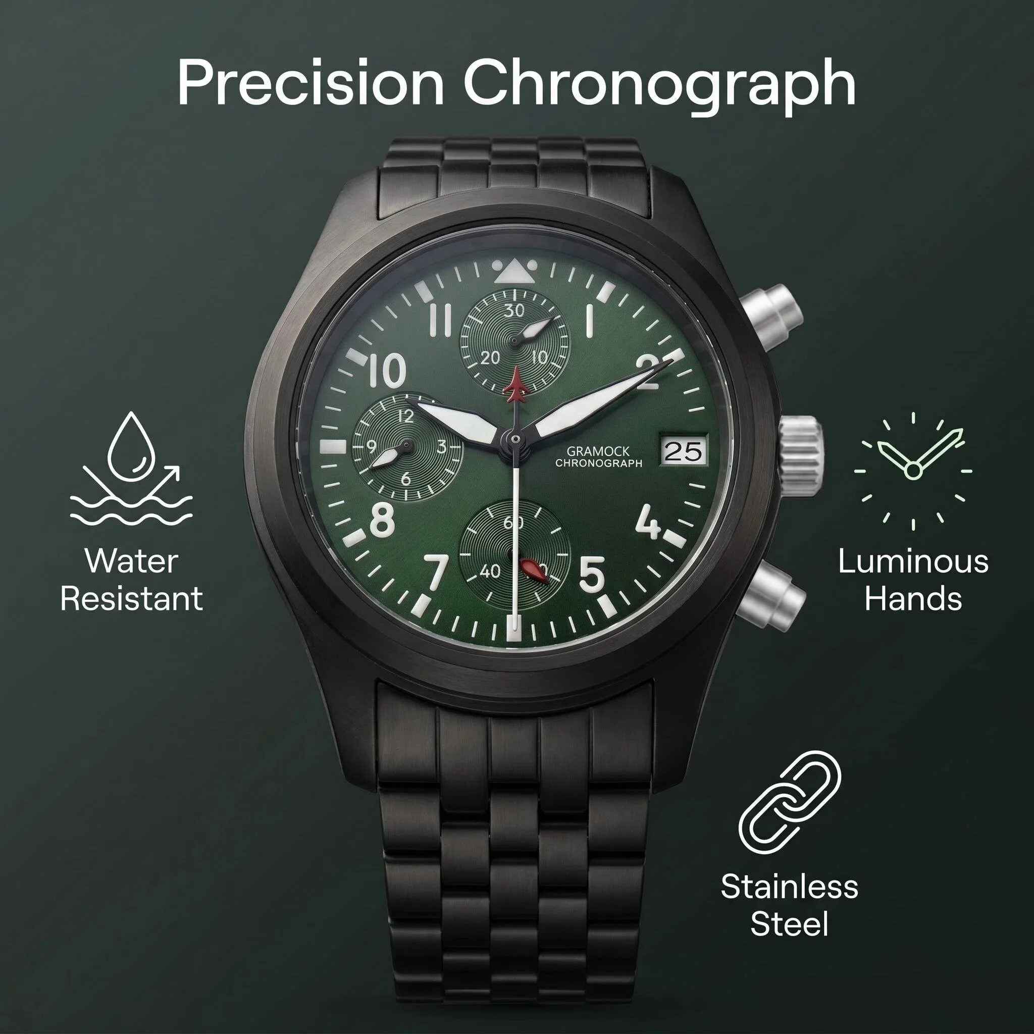 38mm Retro Domed Sapphire Glass Men's Black Sport Pilot Watch VK67 Chronograph Quartz Diver Watches Date Winow Folding Buckle
38mm Retro Domed Sapphire Glass Men's Black Sport Pilot Watch VK67 Chronograph Quartz Diver Watches Date Winow Folding Buckle