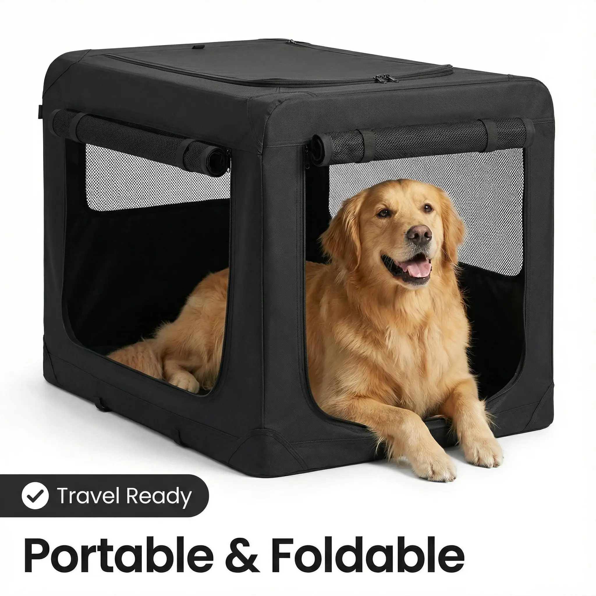 Collapsible Dog Crate 42 Inches, Portable Travel Crate for Dogs, Soft Foldable Pet Kennel with 3-Door Mesh Windows Indoor & Outdoor
Collapsible Dog Crate 42 Inches, Portable Travel Crate for Dogs, Soft Foldable Pet Kennel with 3-Door Mesh Windows Indoor & Outdoor