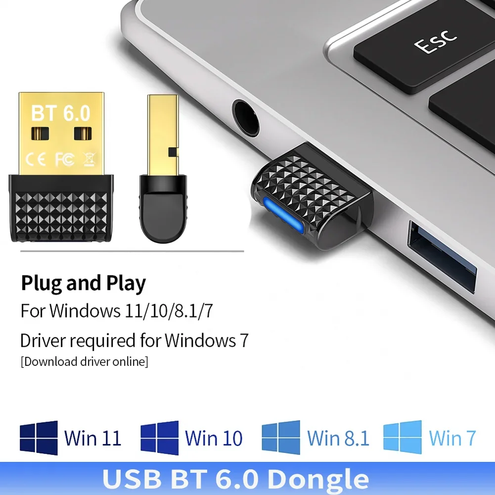 New Bluetooth 6.0 Adapter Wireless Audio Transmitter Receiver USB Dongle for Car Headphone Speaker Supports Windows 8.1/10/11
New Bluetooth 6.0 Adapter Wireless Audio Transmitter Receiver USB Dongle for Car Headphone Speaker Supports Windows 8.1/10/11