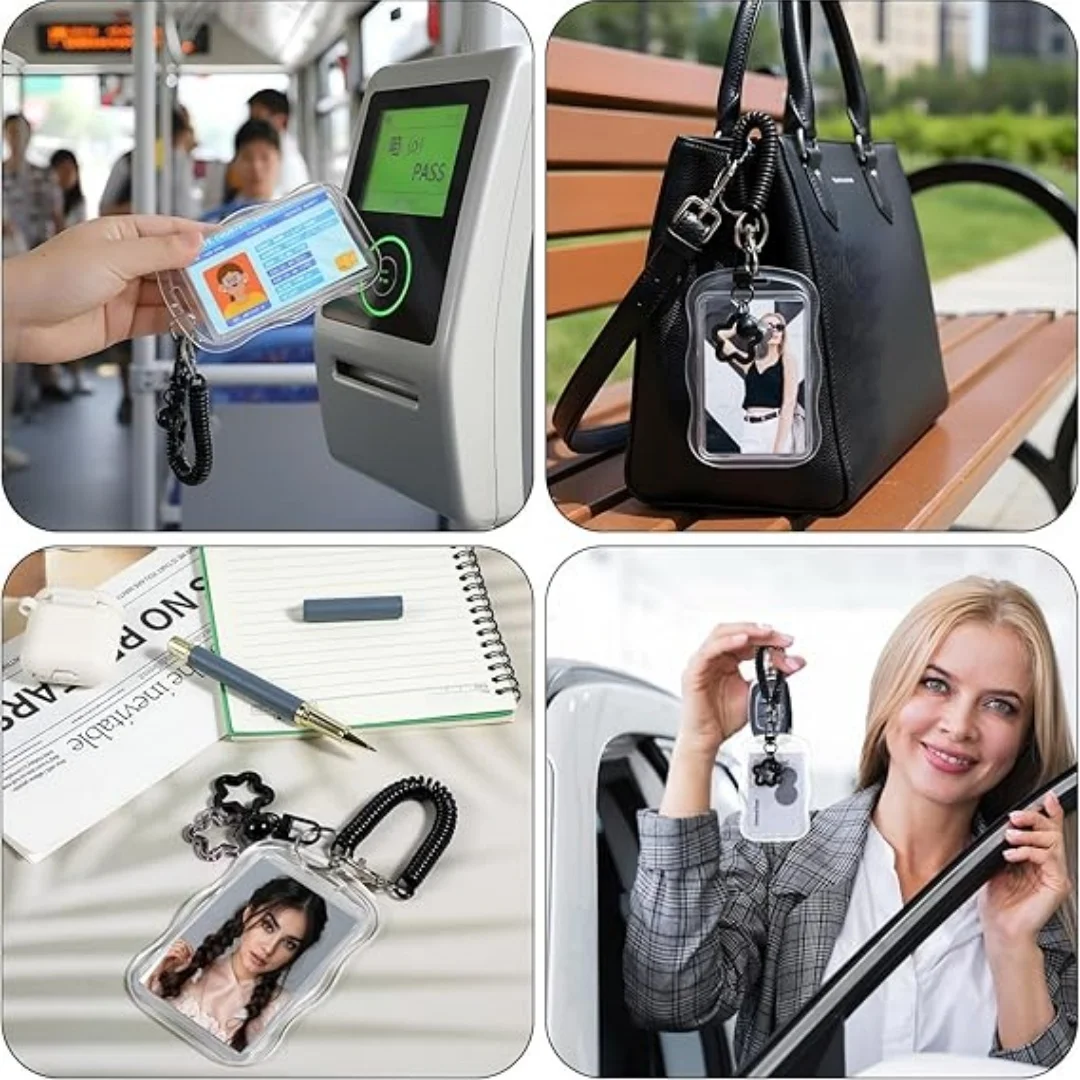 Photocard Holders, Photocard Holder Keychain Photos Card Holders PC Holder with Star Keychains Bus Cards Transparent Protector Keychain with Bell Clear Protectors for Picture(Black,1)
Photocard Holders, Photocard Holder Keychain Photos Card Holders PC Holder with Star Keychains Bus Cards Transparent Protector Keychain with Bell Clear Protectors for Picture(Black,1)