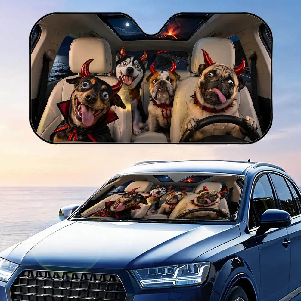 Devil Dog with Horns Sun Visor Car Windshield Sunshade UV Protection Reflective Foldable Heat Insulation Cover
Devil Dog with Horns Sun Visor Car Windshield Sunshade UV Protection Reflective Foldable Heat Insulation Cover