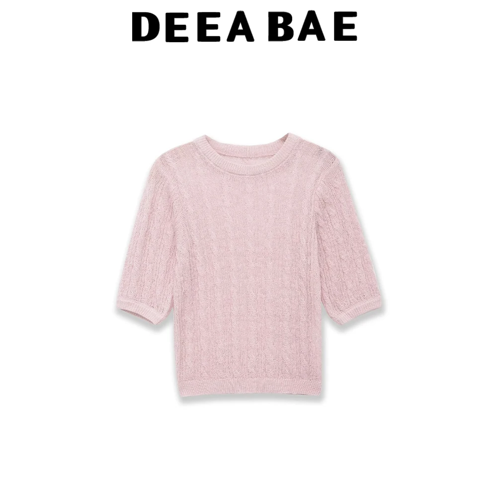 DEEABAE French gentle style pink round neck short sleeved knitted sweater for women's summer thin loose pullover sweater
DEEABAE French gentle style pink round neck short sleeved knitted sweater for women's summer thin loose pullover sweater