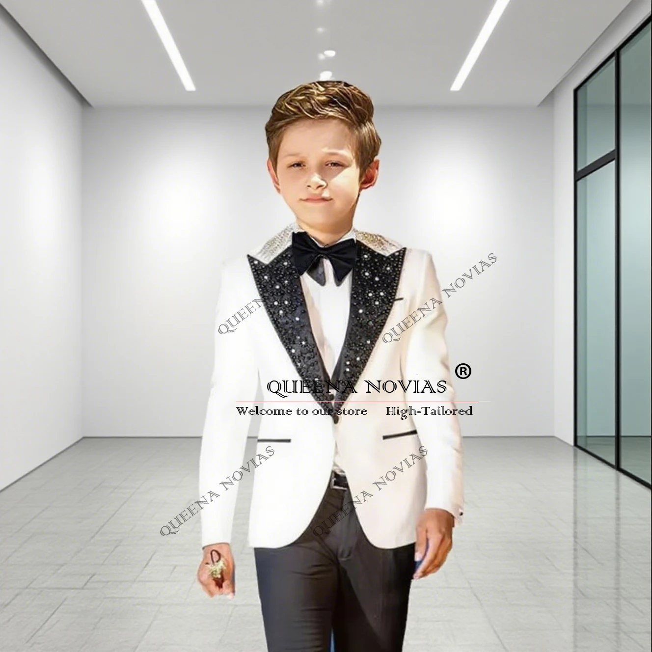 Luxury Kids Wedding Suits Boys' Attire Beaded Peaked Lapel Jacket Formal Party Tuxedos Children Stage Performance Customized
Luxury Kids Wedding Suits Boys' Attire Beaded Peaked Lapel Jacket Formal Party Tuxedos Children Stage Performance Customized