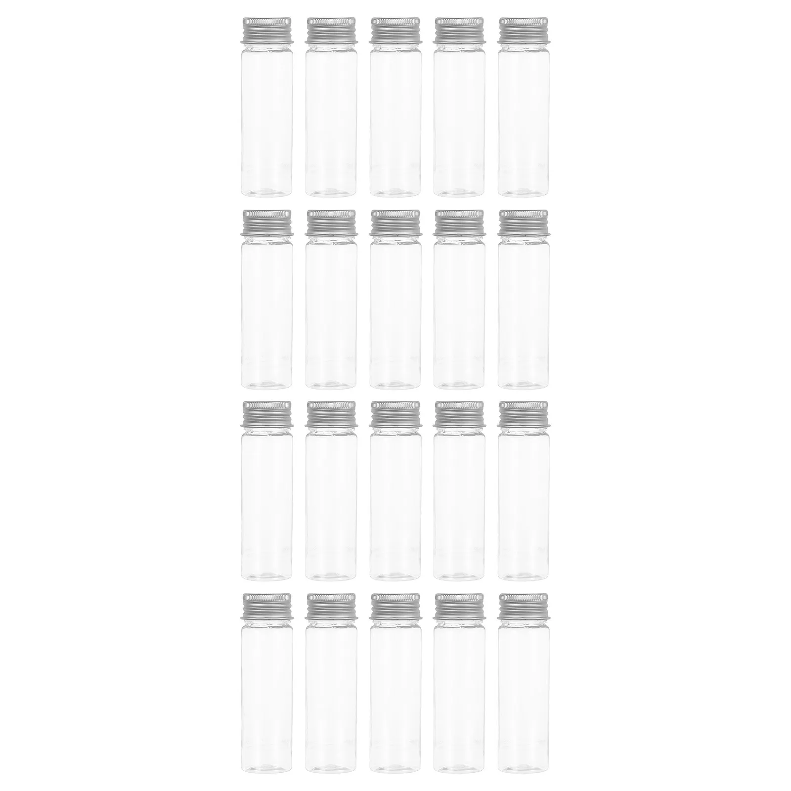 20Pcs Transparent Test Tubes Plastic Bottles Aluminum Caps Clear Storage Tubes for Candy Bath Salts Sample Containers Laboratory
20Pcs Transparent Test Tubes Plastic Bottles Aluminum Caps Clear Storage Tubes for Candy Bath Salts Sample Containers Laboratory
