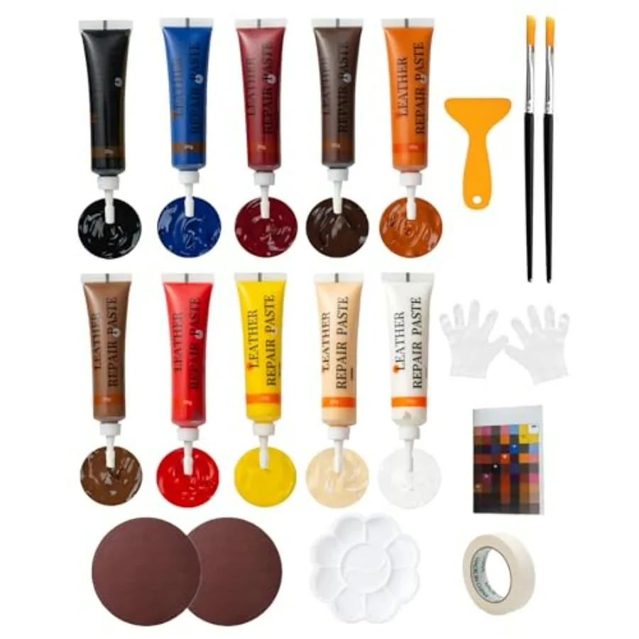 Leather Repair Kit for Furniture - 10 Color Vinyl Repair Kit for Sofa/Jacket/Car Seats/Purse/Shoes/Couch - Fix Scratches/Tears/
Leather Repair Kit for Furniture - 10 Color Vinyl Repair Kit for Sofa/Jacket/Car Seats/Purse/Shoes/Couch - Fix Scratches/Tears/