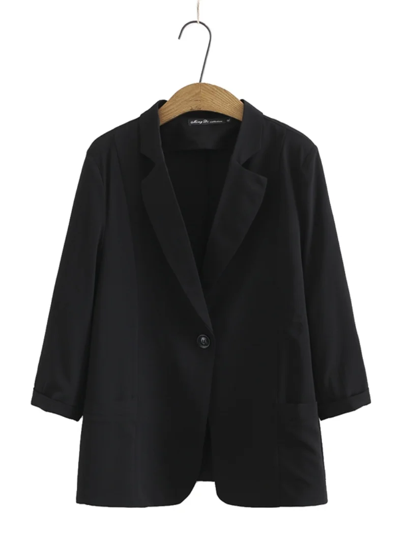 Fashionable Black Casual Suit Jacket Korean Style One Button Seven Sleeve Lapel Suit plus Size Spring Summer 2023 Women's Wear
Fashionable Black Casual Suit Jacket Korean Style One Button Seven Sleeve Lapel Suit plus Size Spring Summer 2023 Women's Wear