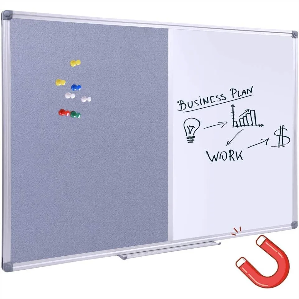 Cork & Dry Erase Combo Board 36x24 inch, Magnetic Whiteboard & Grey Bulletin Board for Office, Home, Classroom, Wall-Mountable
Cork & Dry Erase Combo Board 36x24 inch, Magnetic Whiteboard & Grey Bulletin Board for Office, Home, Classroom, Wall-Mountable