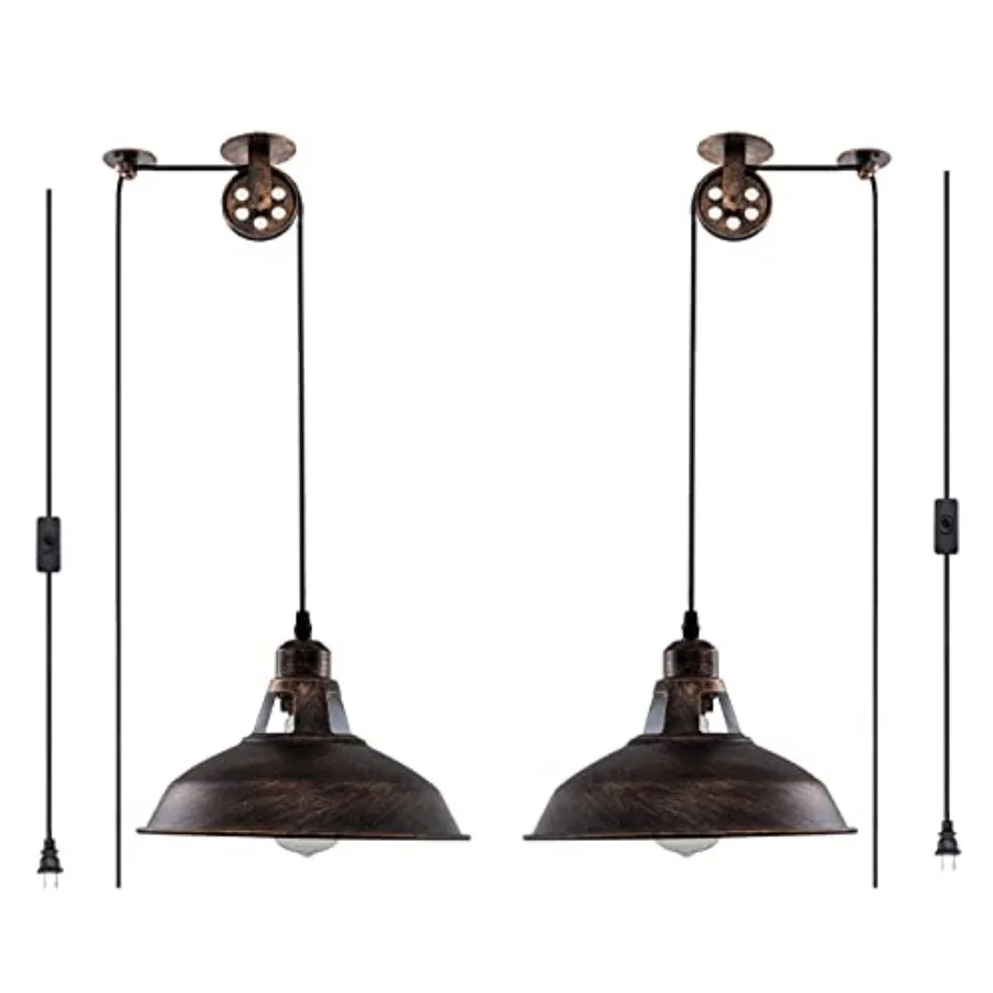 Plug in Pendant Light Industrial Pulley Pendant Lamp E26 Vintage Hanging Light Fixture With 16.4ft Cord On/Off Switch For Pool
Plug in Pendant Light Industrial Pulley Pendant Lamp E26 Vintage Hanging Light Fixture With 16.4ft Cord On/Off Switch For Pool