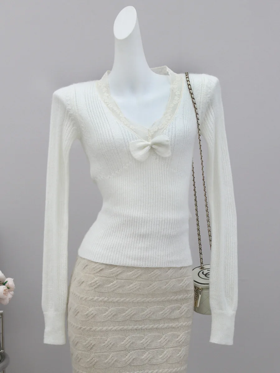 Double Sweet Knot Knitted Slim Fit Top Soft Cozy Two Tone Woolen Long Sve V Ne Warm Daily Wear Women's irt
Double Sweet Knot Knitted Slim Fit Top Soft Cozy Two Tone Woolen Long Sve V Ne Warm Daily Wear Women's irt