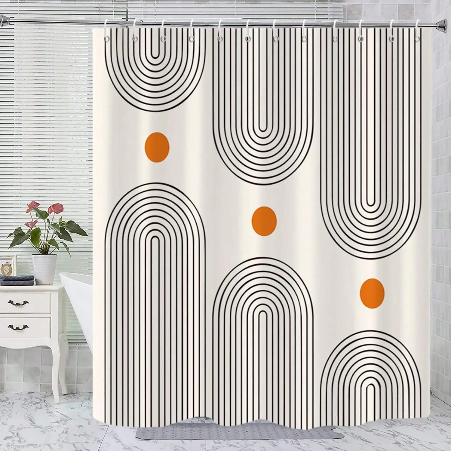 1pcBoho Mid Century Shower Curtain, Minimalist Abstract Arch Simple Sun Modern Machine Washable Waterproof Fabric for Bathroom Decor Bathtub with 12 Hooks 72x72 inch
1pcBoho Mid Century Shower Curtain, Minimalist Abstract Arch Simple Sun Modern Machine Washable Waterproof Fabric for Bathroom Decor Bathtub with 12 Hooks 72x72 inch