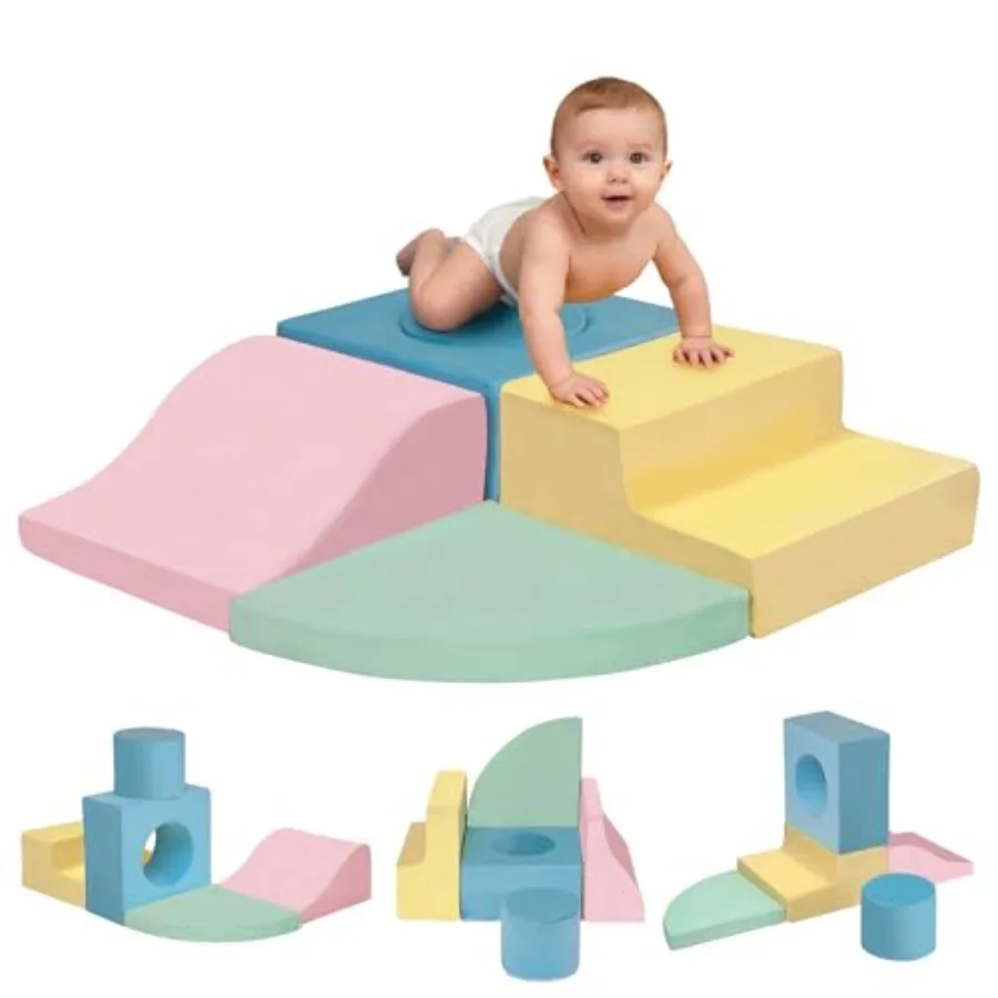 Indoor toddler climbing toys set for 1-year-olds: soft foam blocks in pastel colors, safe non-slip surface and lightweight desi
Indoor toddler climbing toys set for 1-year-olds: soft foam blocks in pastel colors, safe non-slip surface and lightweight desi