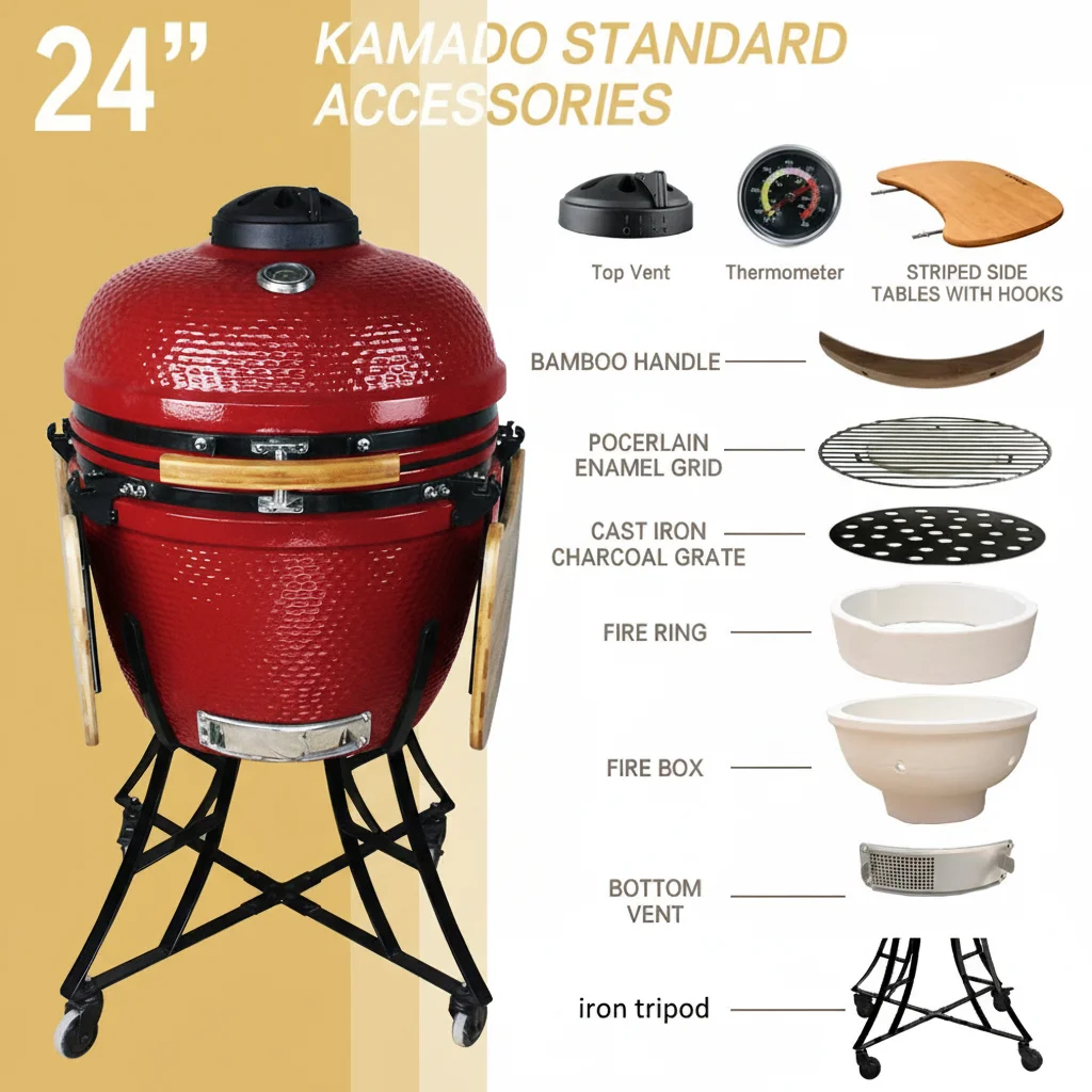Klasick Oem 24-Inch XL Ceramic Kamado Grill Charcoal BBQ for Outdoor Patio & Camping (Adjustable 13" to 29" Rack)
Klasick Oem 24-Inch XL Ceramic Kamado Grill Charcoal BBQ for Outdoor Patio & Camping (Adjustable 13" to 29" Rack)