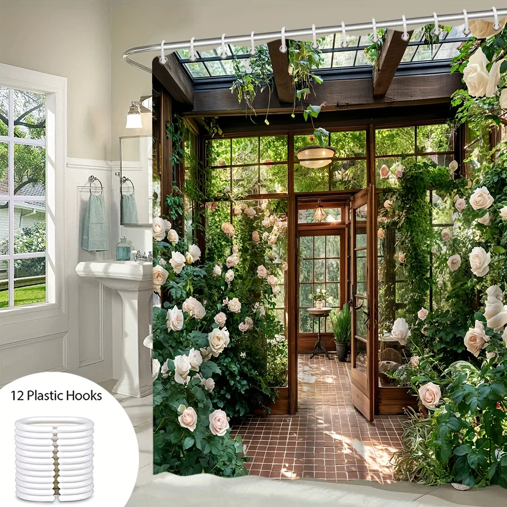 Rose Garden Greenhouse with Wooden Door&Glass Windows Shower Curtain Machine Washable All Season Waterproof Privacy Protection
Rose Garden Greenhouse with Wooden Door&Glass Windows Shower Curtain Machine Washable All Season Waterproof Privacy Protection