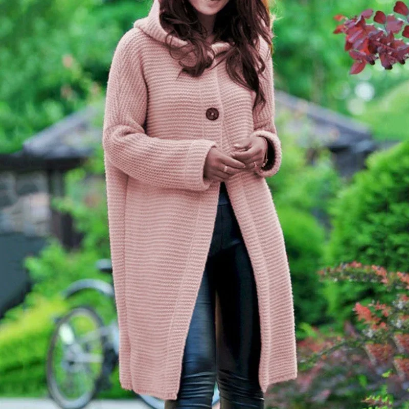 New Solid Casual Loose Long Sweatercoat Women's Cashmere Knitted Hooded Cardigan Autumn Winter Button Sweaters Thick Knitwear
New Solid Casual Loose Long Sweatercoat Women's Cashmere Knitted Hooded Cardigan Autumn Winter Button Sweaters Thick Knitwear
