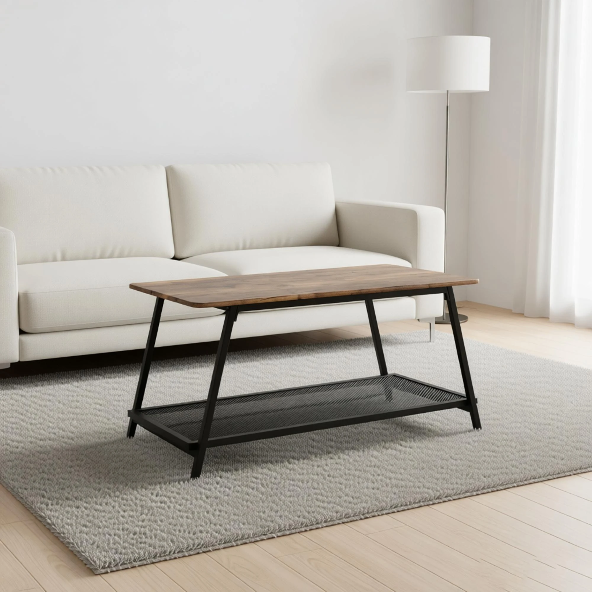 Coffee Table Industrial Center Table 2-Tier Living Room with Mesh Shelf Rectangle Wood Cocktail Table Metal Frame, Easy to Assemble, Rustic Brown
Coffee Table Industrial Center Table 2-Tier Living Room with Mesh Shelf Rectangle Wood Cocktail Table Metal Frame, Easy to Assemble, Rustic Brown