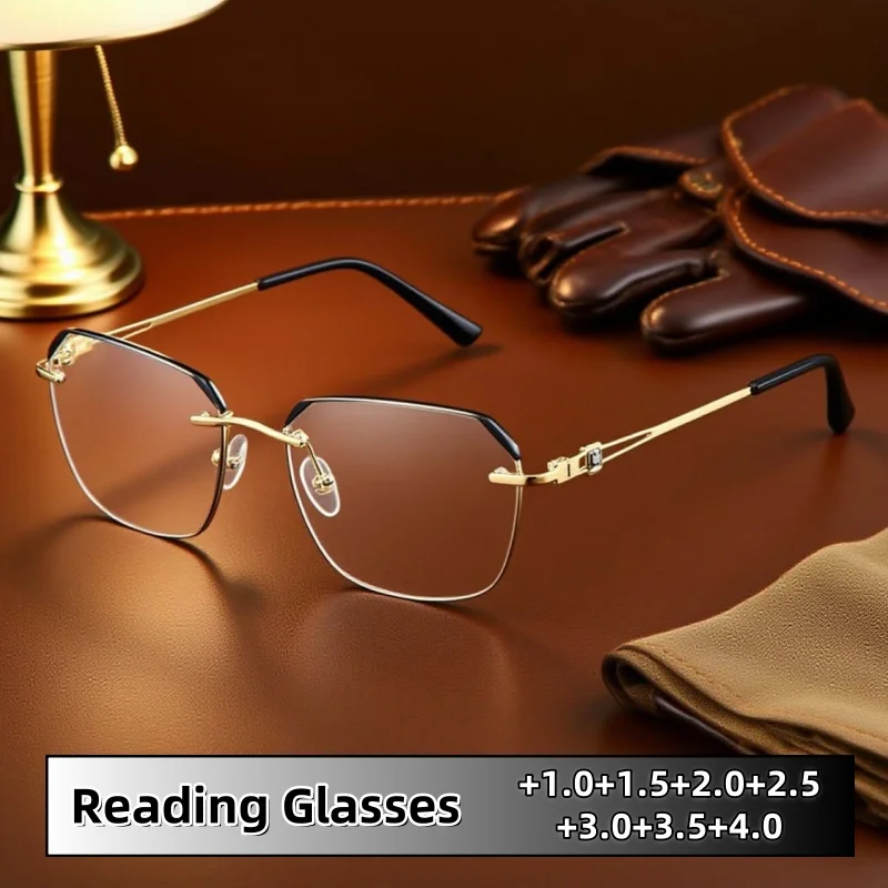 Elegant Business Frameless Reading Glasses HD Eye Protection Unisex Polygonal Fashionable Blue Light Blocking Eyeglasses To +4.0
Elegant Business Frameless Reading Glasses HD Eye Protection Unisex Polygonal Fashionable Blue Light Blocking Eyeglasses To +4.0