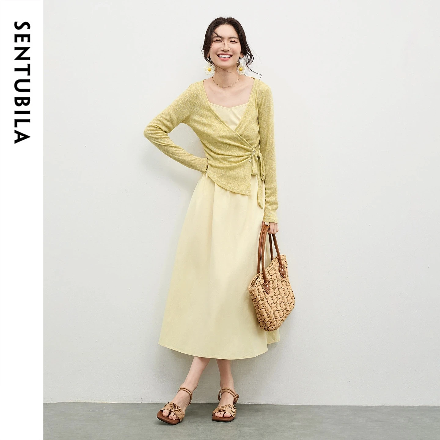 SENTUBILA Women's 2 Piece Set 2026 Spring Fall V Neck Ruched Tie Long Sleeve Knit Top Simple Cami Dress Casual Outfit W61ZB5991
SENTUBILA Women's 2 Piece Set 2026 Spring Fall V Neck Ruched Tie Long Sleeve Knit Top Simple Cami Dress Casual Outfit W61ZB5991