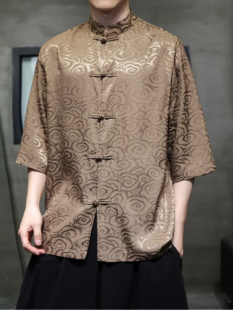 Ice Silk ort Sve irt Men's Summer New Chinese Retro Button up Top Five Sve Tang Han Costume Loose Fit Youth Faion
Ice Silk ort Sve irt Men's Summer New Chinese Retro Button up Top Five Sve Tang Han Costume Loose Fit Youth Faion