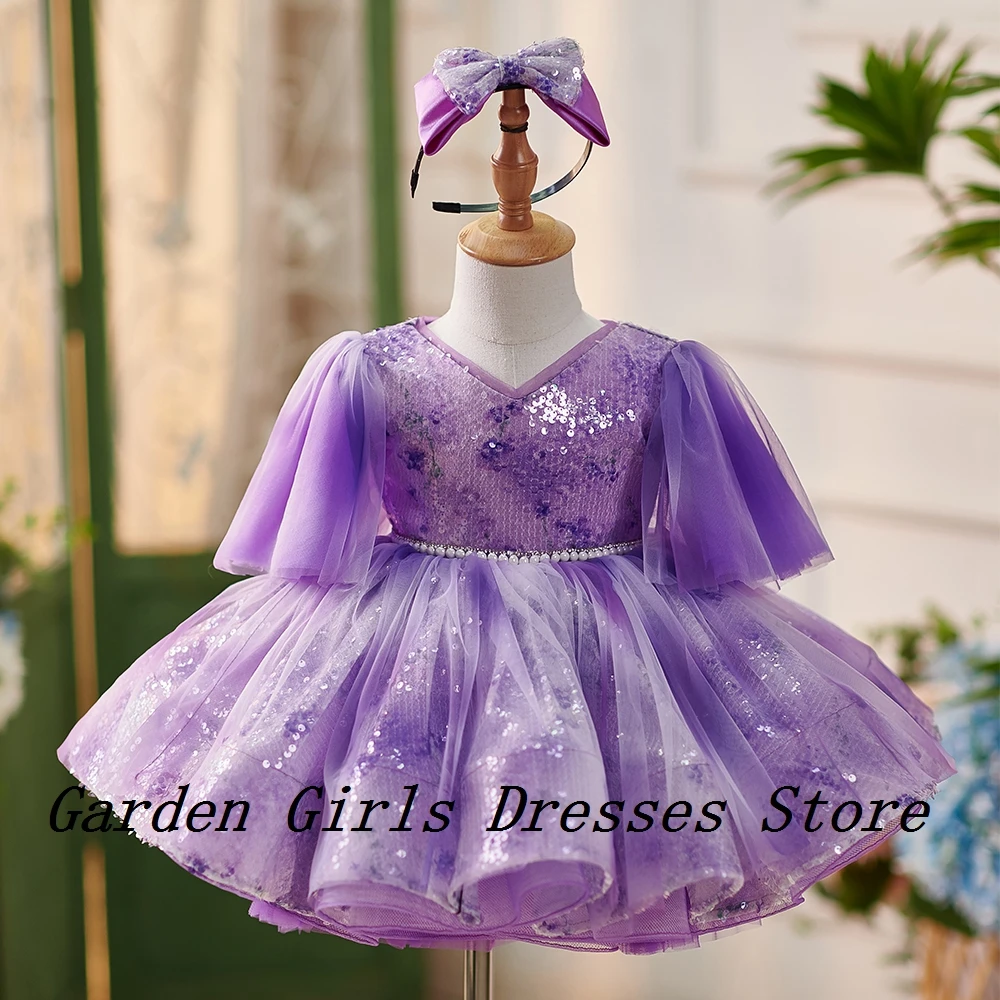 Charming Purple Flower Girls Dresses with Sequined A Line Half Sleeve Christmas Dresses for Princess 2025 Winter فستان عيد الميل
Charming Purple Flower Girls Dresses with Sequined A Line Half Sleeve Christmas Dresses for Princess 2025 Winter فستان عيد الميل