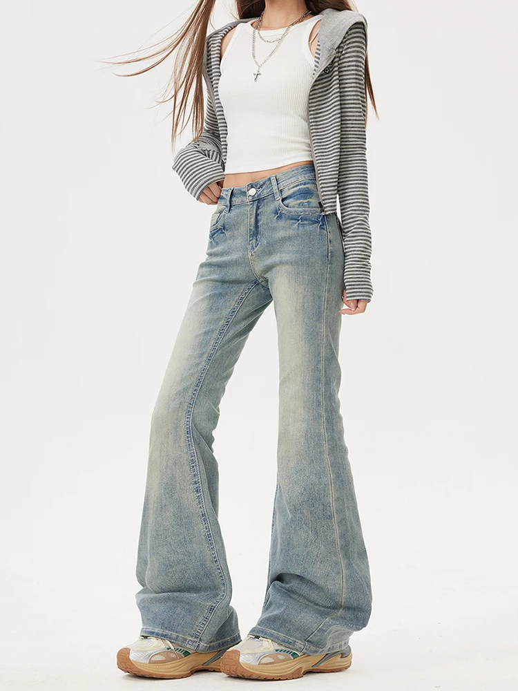 Retro American Washed Slimming Low Waist Bell Bottom Elastic Jeans Women's Fashion Casual Cotton Polyester Spandex Blend
Retro American Washed Slimming Low Waist Bell Bottom Elastic Jeans Women's Fashion Casual Cotton Polyester Spandex Blend