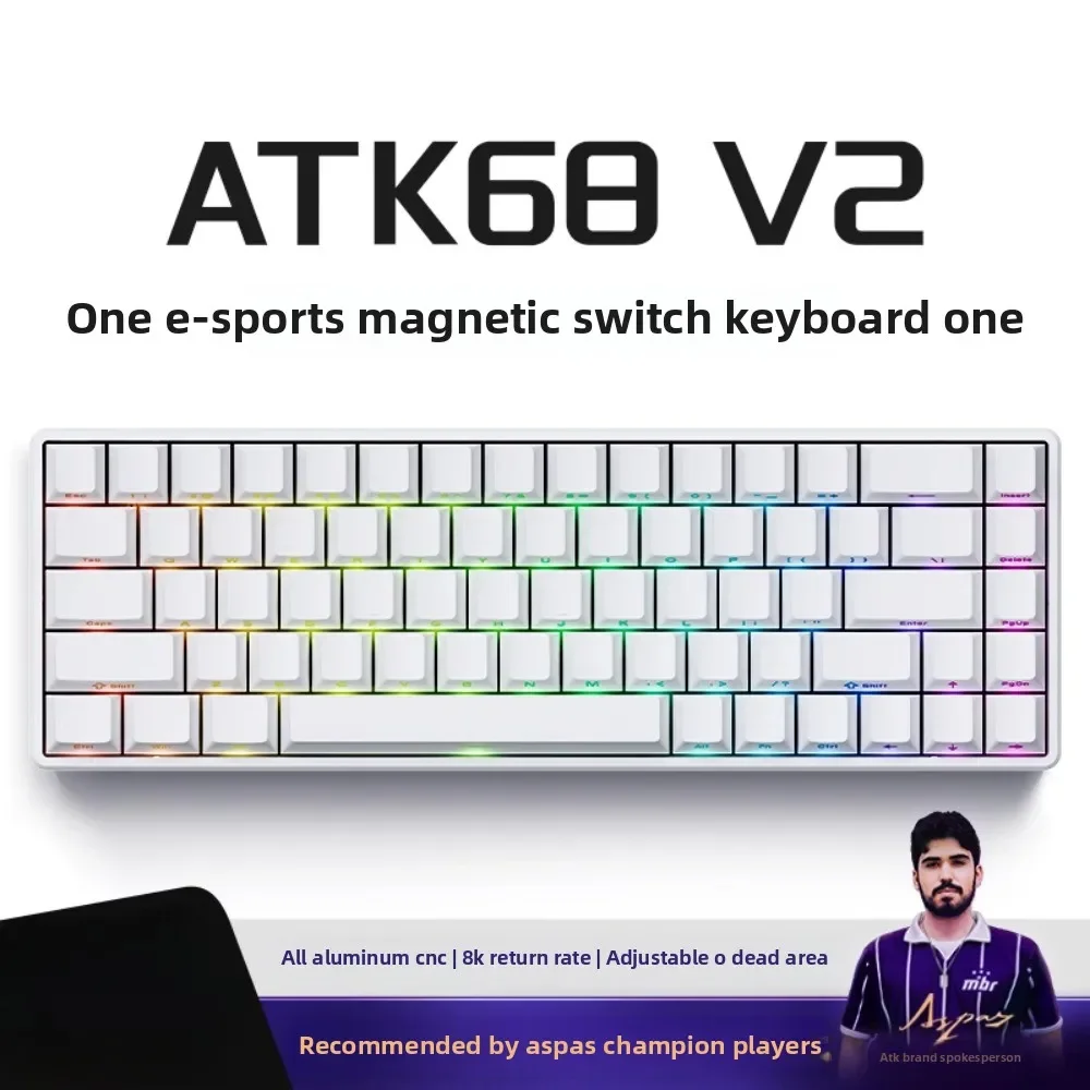 ATK 68V2 клавиатура с магнитной осью, полностью алюминиевая клавиатура для киберспорта с низкой задержкой, 8 кГц, RGB, эргономичный дизайн, структура прокладок RT0.02, колпачок из ПБТ
ATK 68V2 клавиатура с магнитной осью, полностью алюминиевая клавиатура для киберспорта с низкой задержкой, 8 кГц, RGB, эргономичный дизайн, структура прокладок RT0.02, колпачок из ПБТ