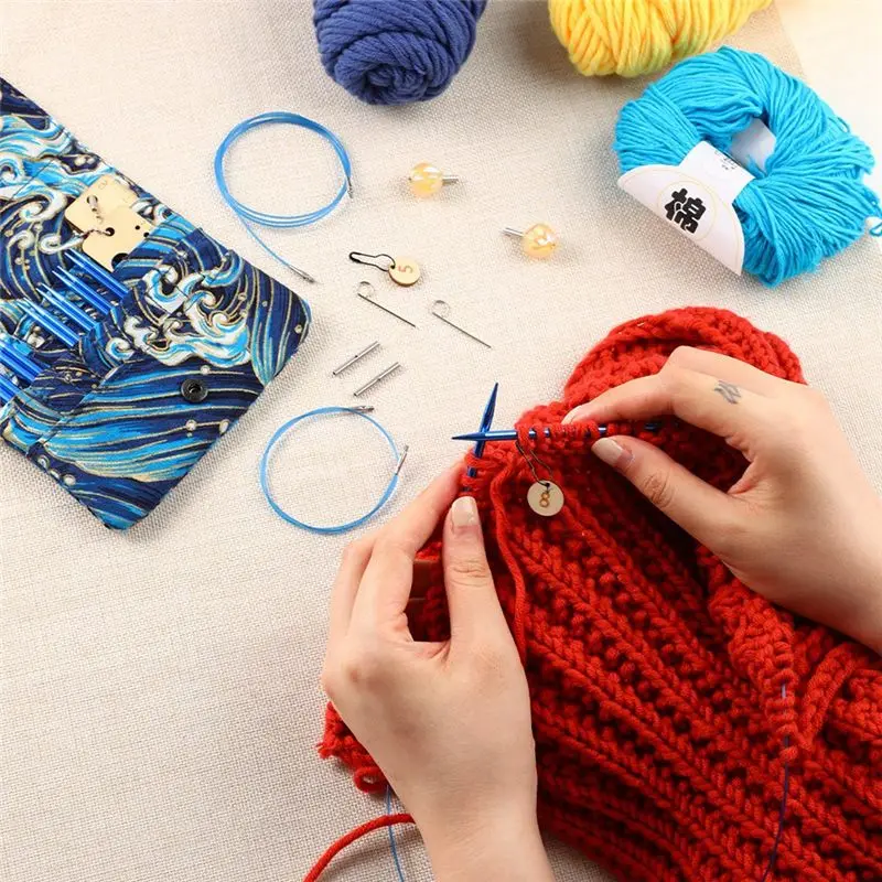 18PCS Interchangeable Crochet Needles Set Aluminum Circle Knitting Needles Blue Color Bag With Sewing Tool Accessory-ABQU
18PCS Interchangeable Crochet Needles Set Aluminum Circle Knitting Needles Blue Color Bag With Sewing Tool Accessory-ABQU