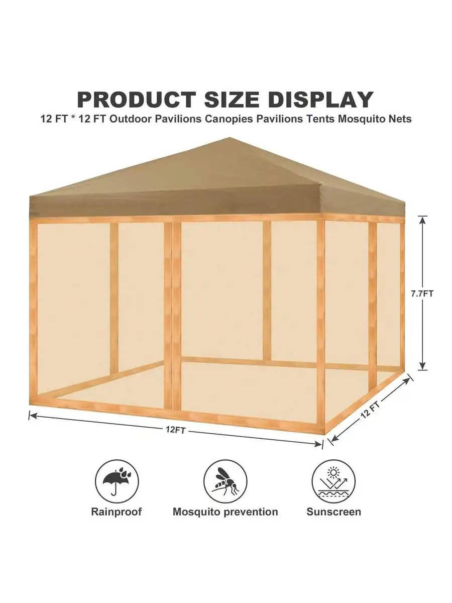 12FT x 12FT Outdoor Gazebo Mosquito Netting With Zipper 4-Panel Screen Wall For Canopy Pavilion Tent
12FT x 12FT Outdoor Gazebo Mosquito Netting With Zipper 4-Panel Screen Wall For Canopy Pavilion Tent
