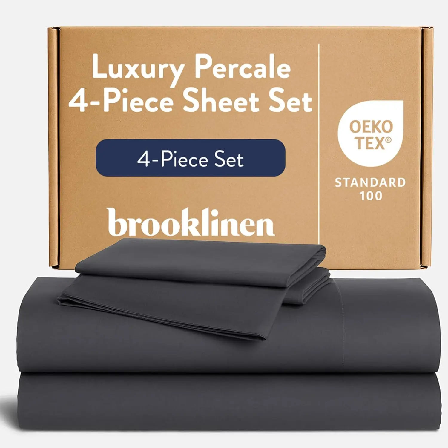 Cotton Percale Sheet Set for Hot Sleepers - 4 Piece Bed Sheets with Fitted and Flat Sheet, 2 Pillowcases Queen Slate Grey
Cotton Percale Sheet Set for Hot Sleepers - 4 Piece Bed Sheets with Fitted and Flat Sheet, 2 Pillowcases Queen Slate Grey